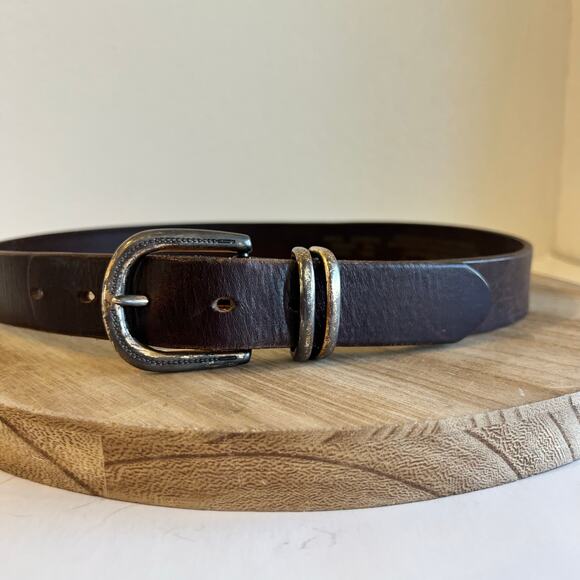 Eddie Bauer Accessories - Vintage Eddie Bauer Brown Genuine Leather USA Made Brass Buckle Belt Size Medium